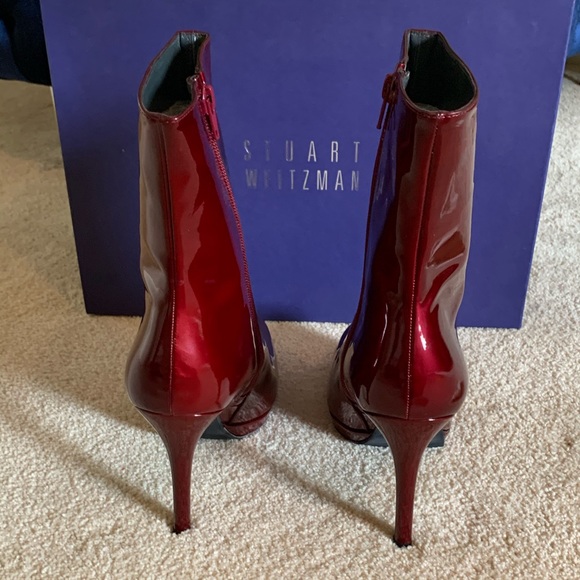 NEW Stuart Weitzman Red Apollo Patent Boots 10.5 - Picture 5 of 7